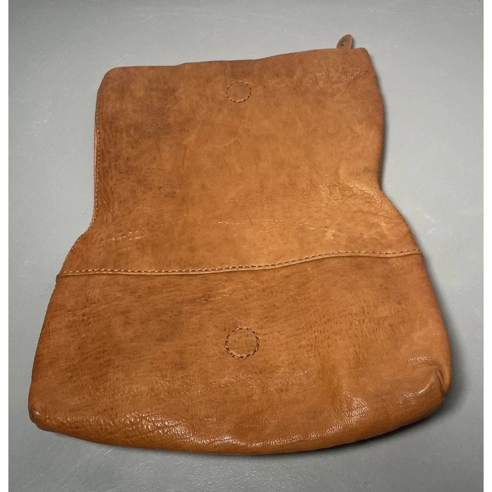 Gap Tan Leather Fold over Clutch Purse Y2K